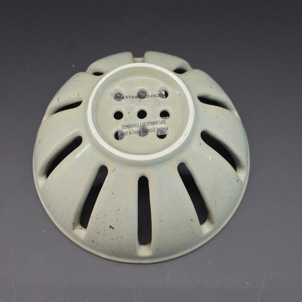 Anthropologie Ceramic‎ Berry Colander Bowl Light Green Slotted Strainer Dish
